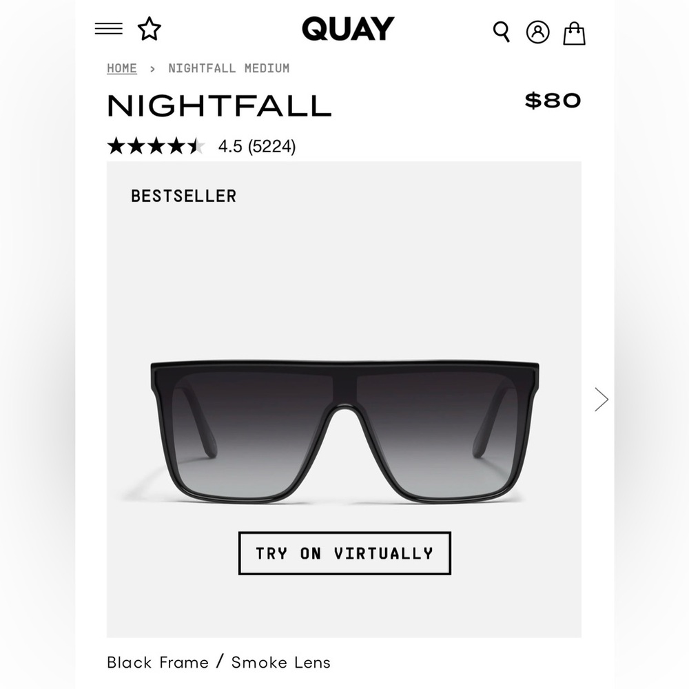 Quay Australia Nightfall Black Frame Sunglasses